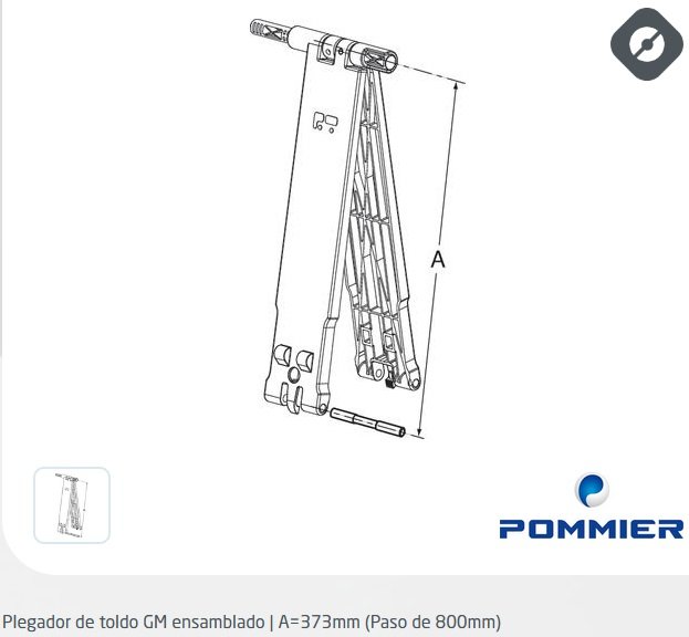 [07703400] Elevador de Toldo Ensamblado Pommier L=800MM