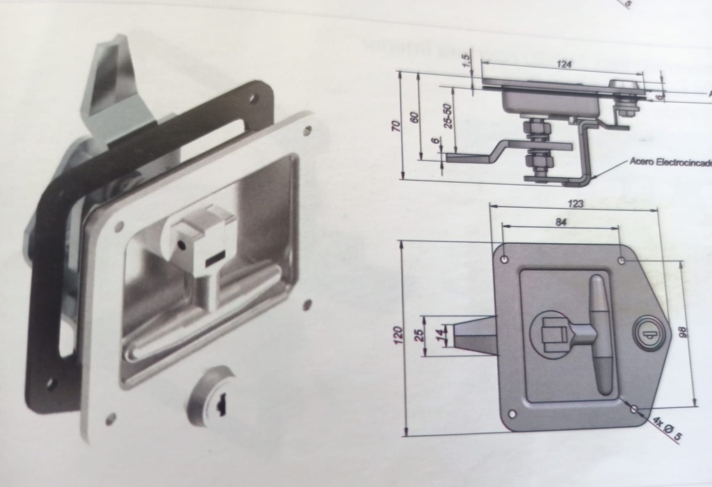 [1203003] Cierre de Cajon Regulable Inox-Cincado 120*123*70MM