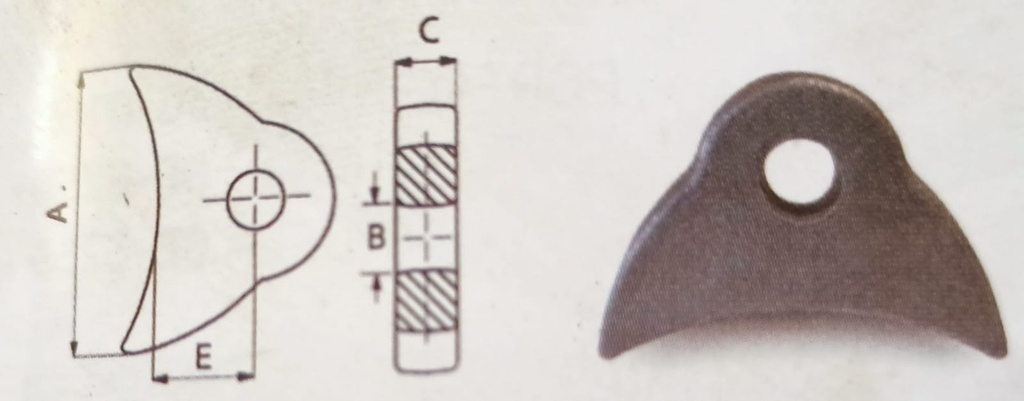 Soporte para Martillo A=108 B=20.5 C=25 E=33 MOD.19