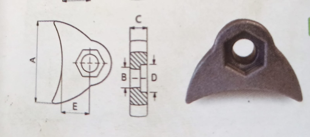 [1613000] Soporte para Martillo A=108 B=20.5 C=25 D=31 E=33. MOD.20