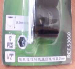 [53060] Set 12 Vasos Impacto 1/2" Hex. Perfil Bajo Jbm