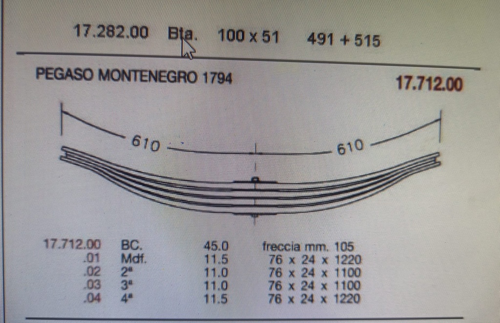 [6879] Hoja Ballesta 2ª Par. Montenegro/Pegaso 1100*75*24MM