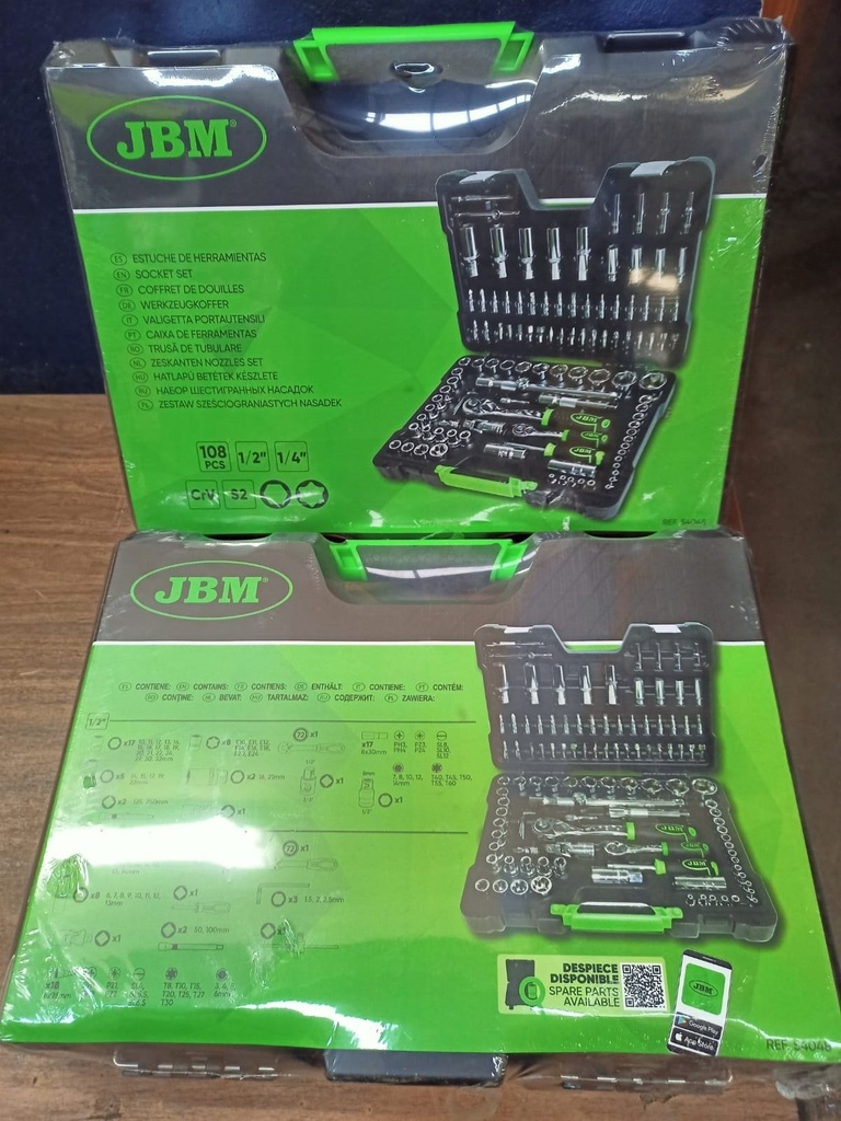 [9775] Estuche Herramientas Jbm 108 Piezas 1/2" y 1/4" C/ Vasos Hex