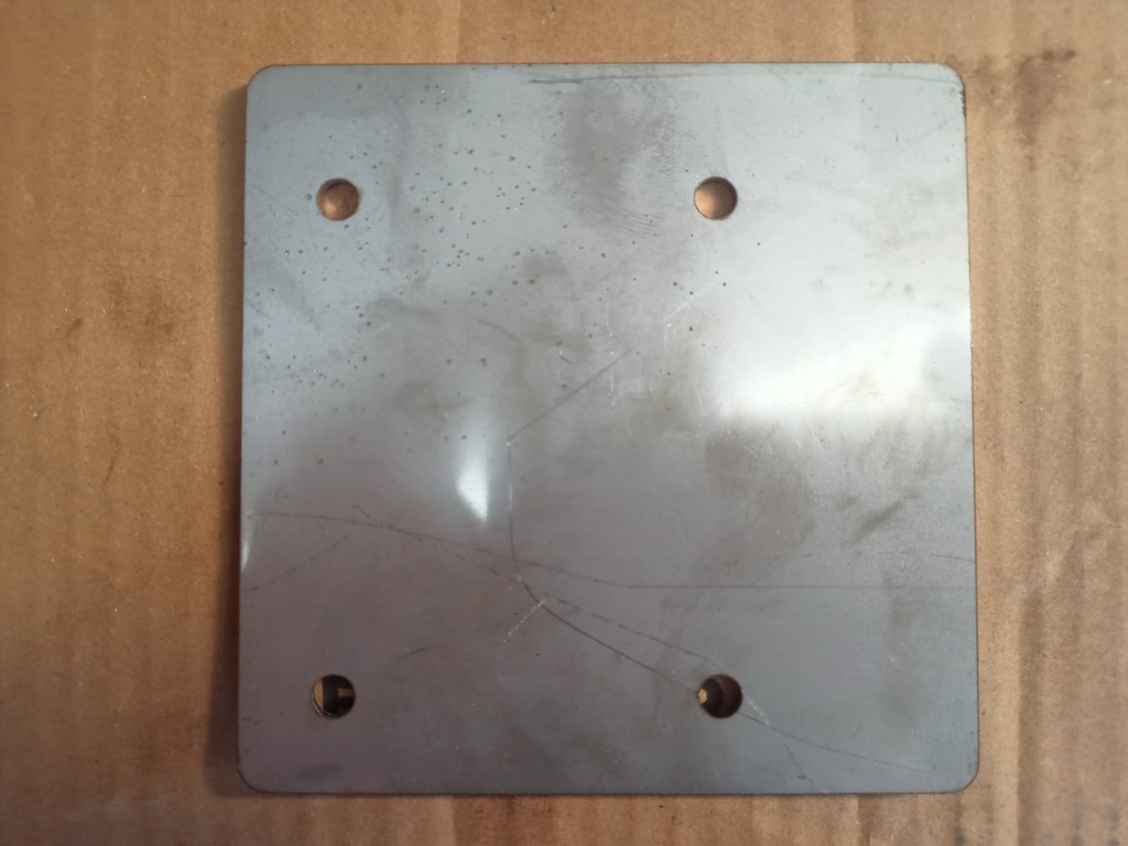 Base Rueda Chapa INOX 115*115*2MM C/ Taladros Carro de Pan