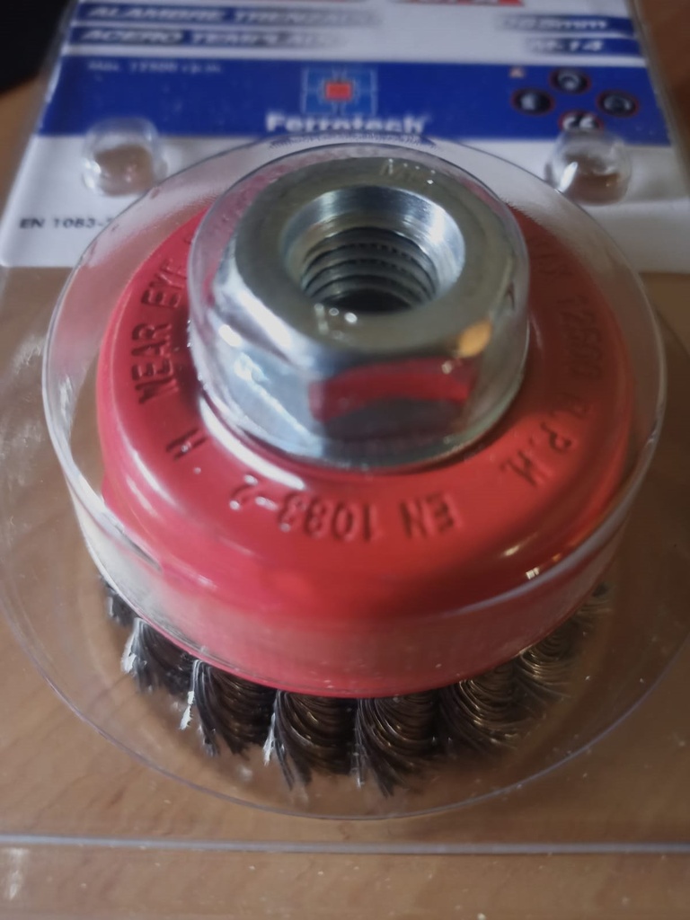 [CCA65] Cepillo Copa Alambre Acero Temp. Trenzado M-14 Ø65MM