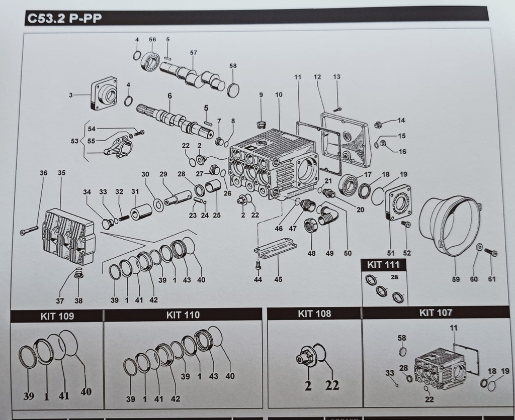 Kit Juntas Bomba Bertolini Piston ( Kit Nº 109 )