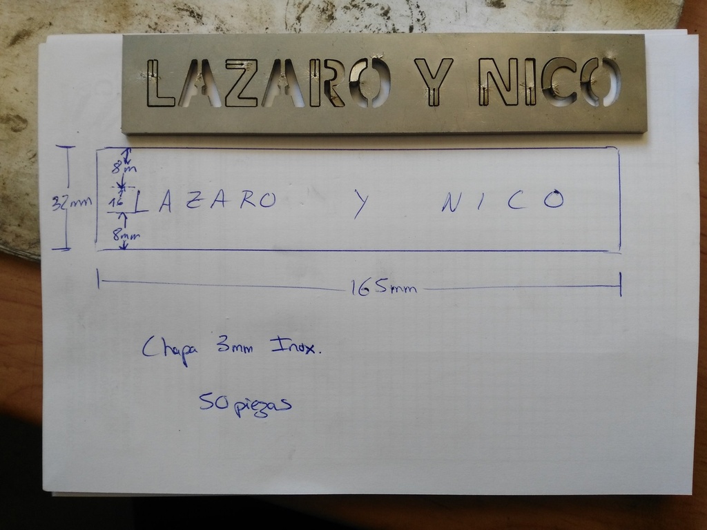 Placa Lazaro y Nico INOX