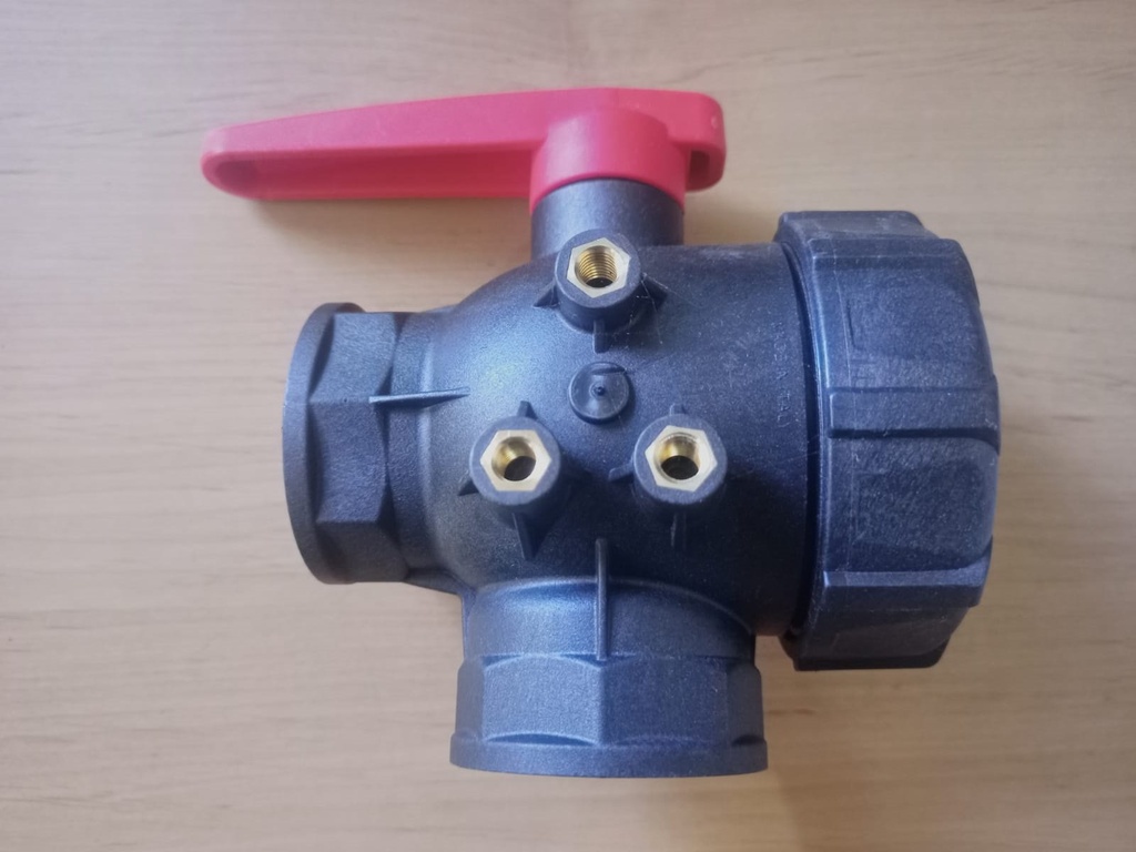 Valvula Esfera Plastico 3 Vias H-H 1" 1/2 Flujo C