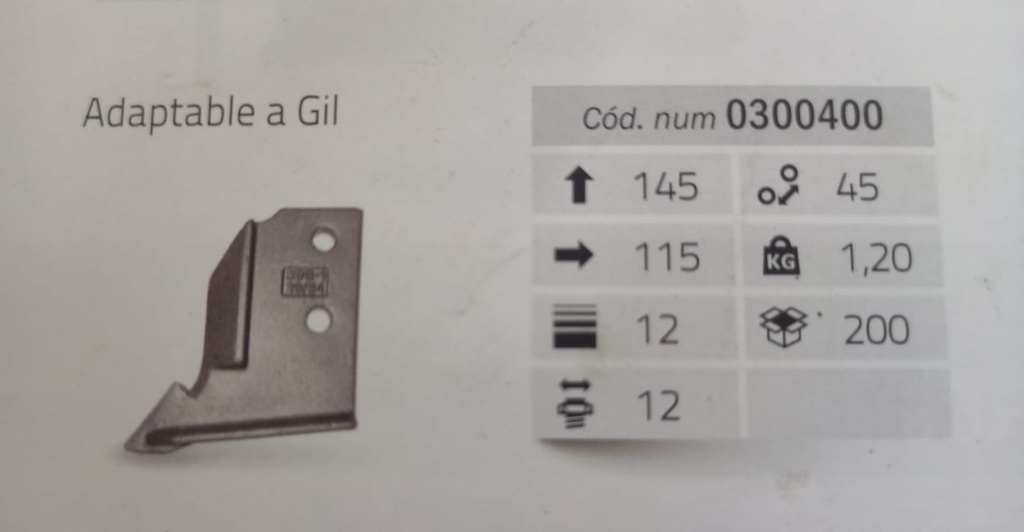 Reja Plaquita Carburo Sembradora Gil