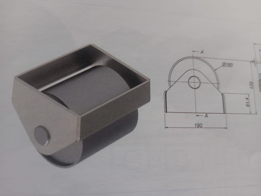 [ROD160B] Rodillo Contenedor Ø160MM con Base