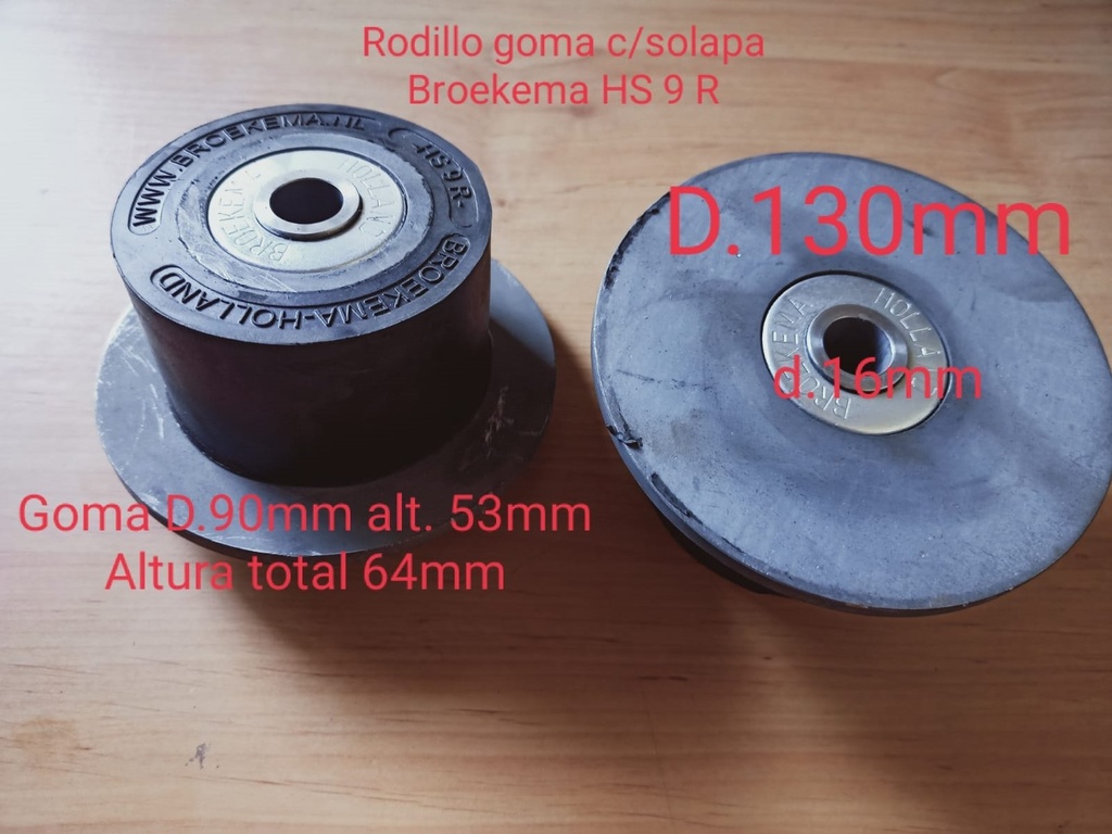 [RODHS9RS16] Rodillo Hs 9R C/Solapa Taladro Abierto M16 Broekema