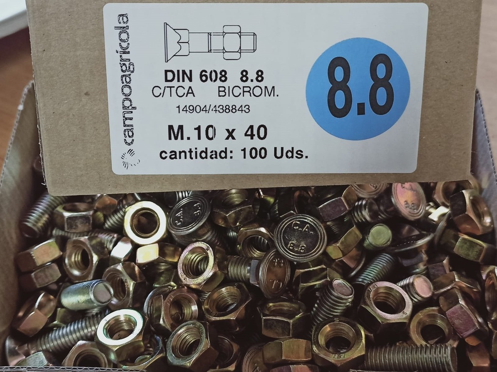 [TA1040A] Tornillo Arado 10*40 8.8 DIN 608/934 Bicromatado